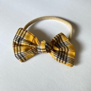 FREE - Yellow Plaid Hair Bow Headband for Babies Toddlers Girls
